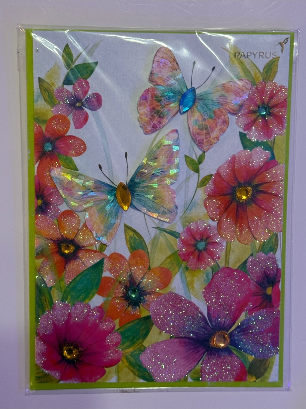 Papyrus Pink Purple Orange Green Butterfly Floral Mother’s Day Greeting Card